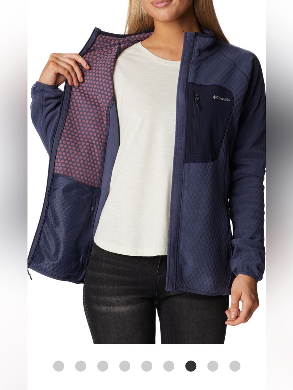 Columbia Fleece Women's L Gray Outdoor Tracks Fleece Jacket Full Zip